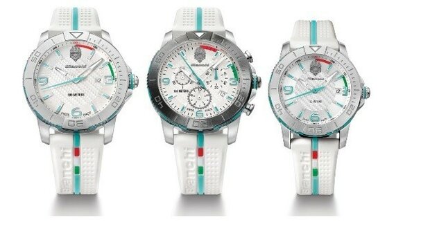 bianchi timepieces 43mm chrono swiss made horloge celeste zwart wit bimici